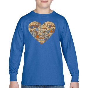 LA Pop Art Thanksgiving Heart - Boy's Word Art Long Sleeve T-Shirt - 1 of 4