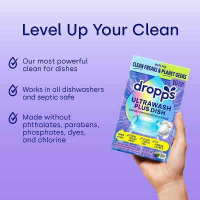 Dropps Lemon Citrus UltraWash Plus Biobased Dishwasher Detergent Pods - 10ct