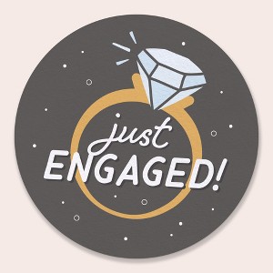Big Dot of Happiness 25 Ct Just Engaged Drink Coasters, 4-Inch Disposable Round Paper Coasters for Engagement Party, Table Decor for Bar Drinks - 1 of 4