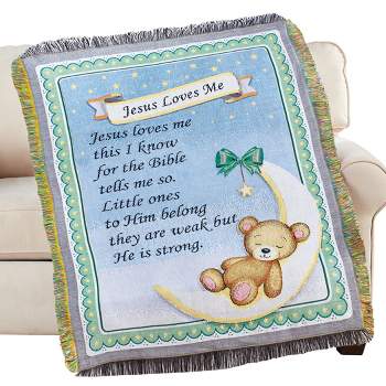 Collections Etc Children's Jesus Loves Me Tapestry Throw Blanket 50" x 38"