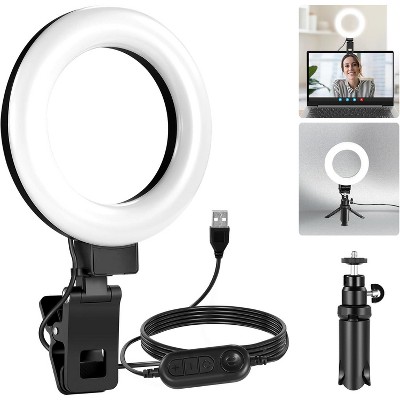 Boersma Basic Ring Light for Video Conference Lighting, Clip on Light Kit with Desk Tripod Stand for Monitor Laptop Computer Zoom Call Live Streaming