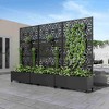 Lirago 6 ft. H x 3 ft. W Metal Planter Box privacy screen Garden Bed with Trellis and Wheels - Black - 3 of 4
