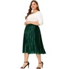 Agnes Orinda Women's Plus Size Velvet Pleated Elastic Waist Party Metallic Swing Midi A Line Skirts - 3 of 4