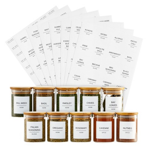 Talented Kitchen 184 Spice Labels Stickers, Preprinted White Spice Jar  Labels for Herbs Seasonings, Spice Rack Pantry Organization, Water Resistant