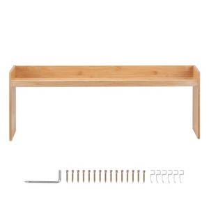 VEVOR Over the Stove Shelf, Over Stove Spice Shelf for Kitchen Stove Top, Seasoning Shelves, Spice Organizer with 6 Hooks, Wood Color - 1 of 4