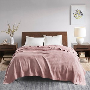 NicBex 90x66 Inch Cotton Soft Bedding Blanket Tightly Weave for Bed Sofa,Machine Washable,Pink - 1 of 4