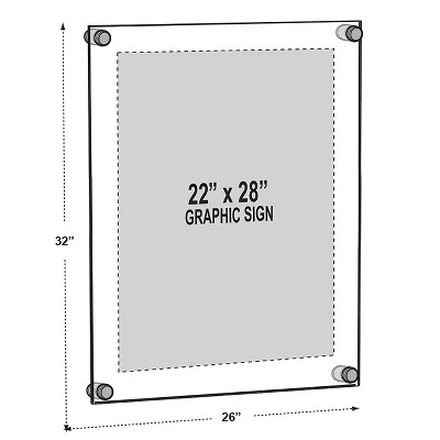 Silver Floating Acrylic Wall Frame with Standoff Caps, 26" x 32"