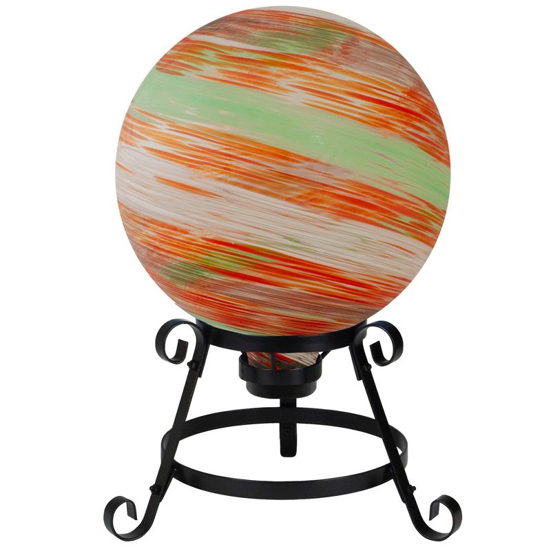 Northlight 10" Orange Swirl Designed Outdoor Garden Gazing Ball, 2 of 5