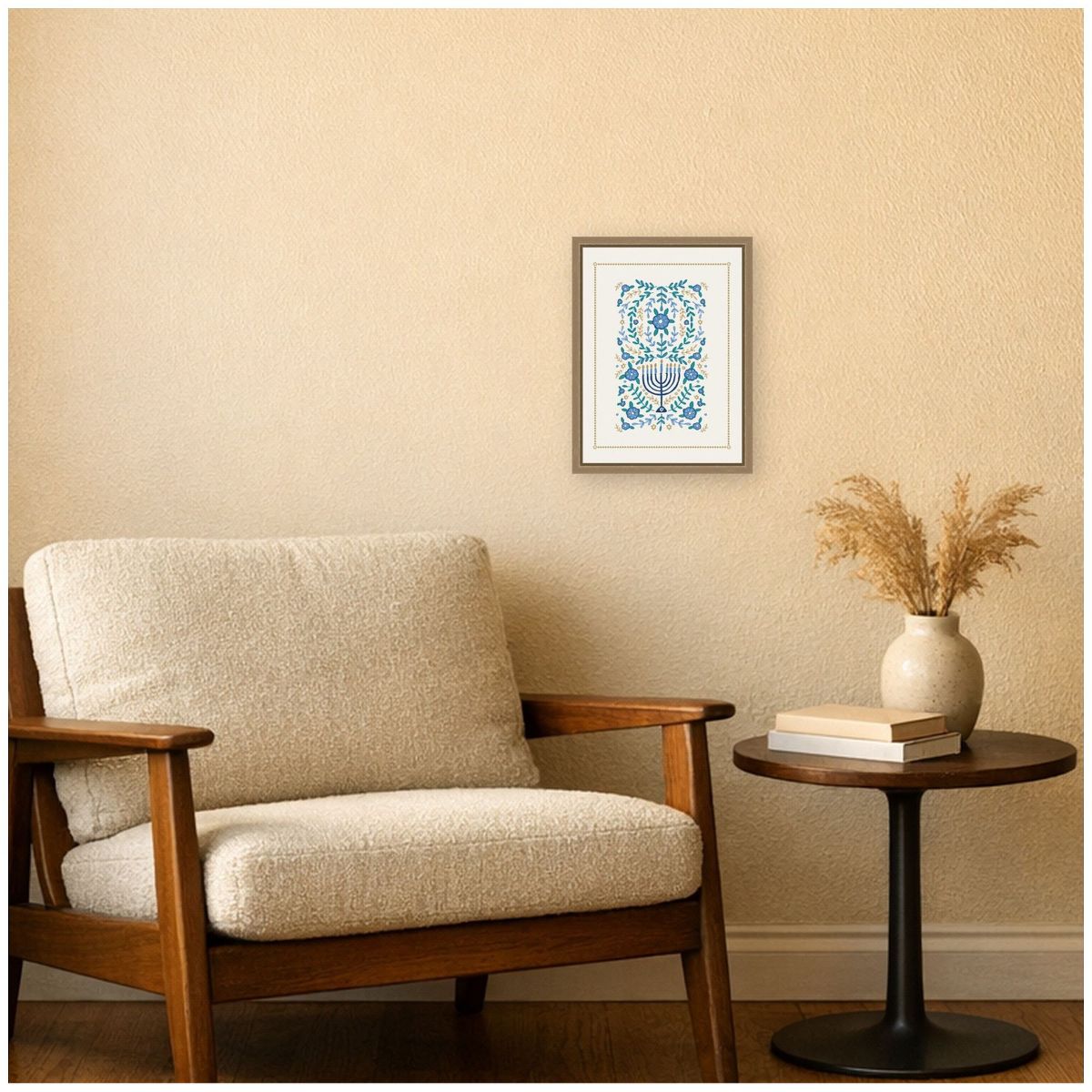 Kate and Laurel VYD Hanukkah Garden by Vicky Yorke Framed Canvas Wall Art Print, Sylvie Dark Gold, 10x13 - thumbnail 6