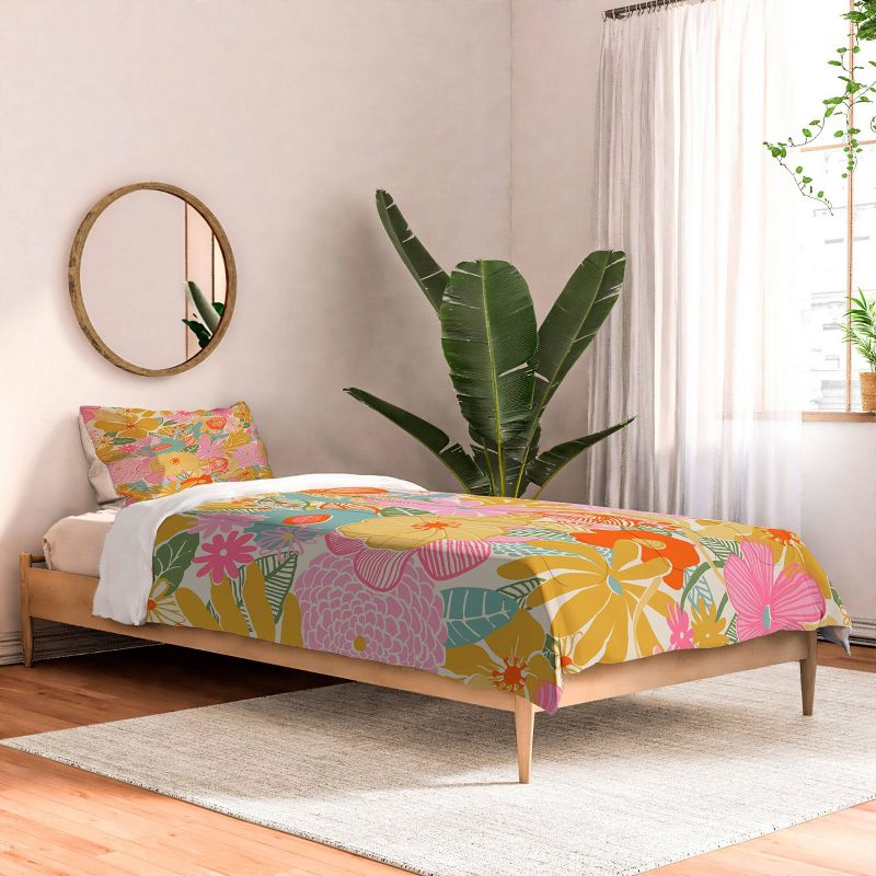 Deny Designs Megan Galante 60s Retro Floral Comforter Set Gold, 2 of 7