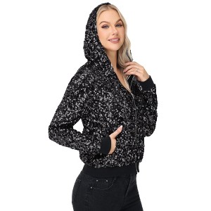 Anna-Kaci Women's Zip-Up Hoodie Jacket with Allover Sequin Embellishments and Ribbed Trim - 1 of 4