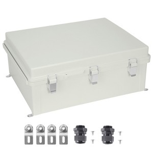 VEVOR Outdoor Electrical Junction Box, 13.78 x 9.84 x 5.90 in, ABS Plastic Electrical Enclosure Box with Hinged Cover Stainless Steel Latch, White - 1 of 4