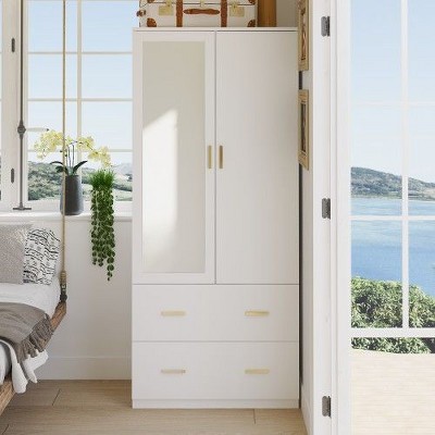 FUFU GAGA Armoire Wardrobes With Mirror And Hanging