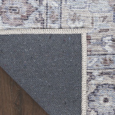 Ivory Beige Floral Cotton Chenille Rectangular 4' x 6' Rug