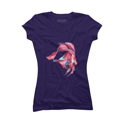 Junior's Design By Humans Betta Fish By GisaPizzatto T-Shirt