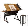 Lyngins Height-Adjustable Drawing Desk with Drawers, Study Desk/Writing Desk + Included Stool, Drafting Table Tiltable Top (0-75°), Metal Side Storage - 2 of 4
