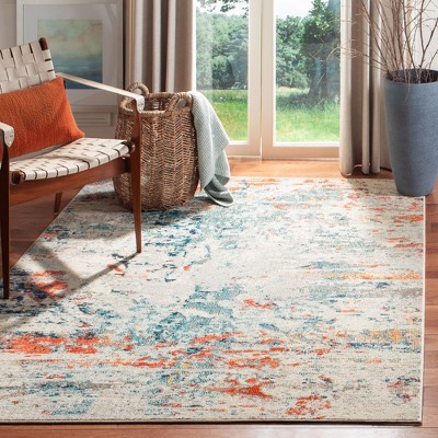 Madison Blue and Orange Flat Woven Synthetic Area Rug