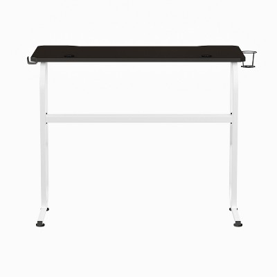 Sleek 51.5'' Black and White Z-Shape Ergonomic Gaming Desk with Cup Holder