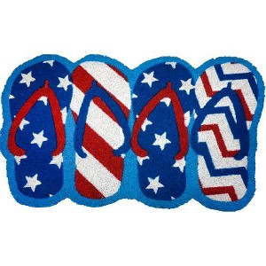 Briarwood Lane Coir Doormat 30x18 Patriotic Flip Flops Summer Natural Fiber Coir Doormat - 1 of 3