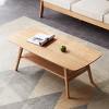 Modern Solid Wood Coffee Table with Storage Shelf, 17"H Rectangular Wooden Center Table for Living Room - Koiai - 2 of 4