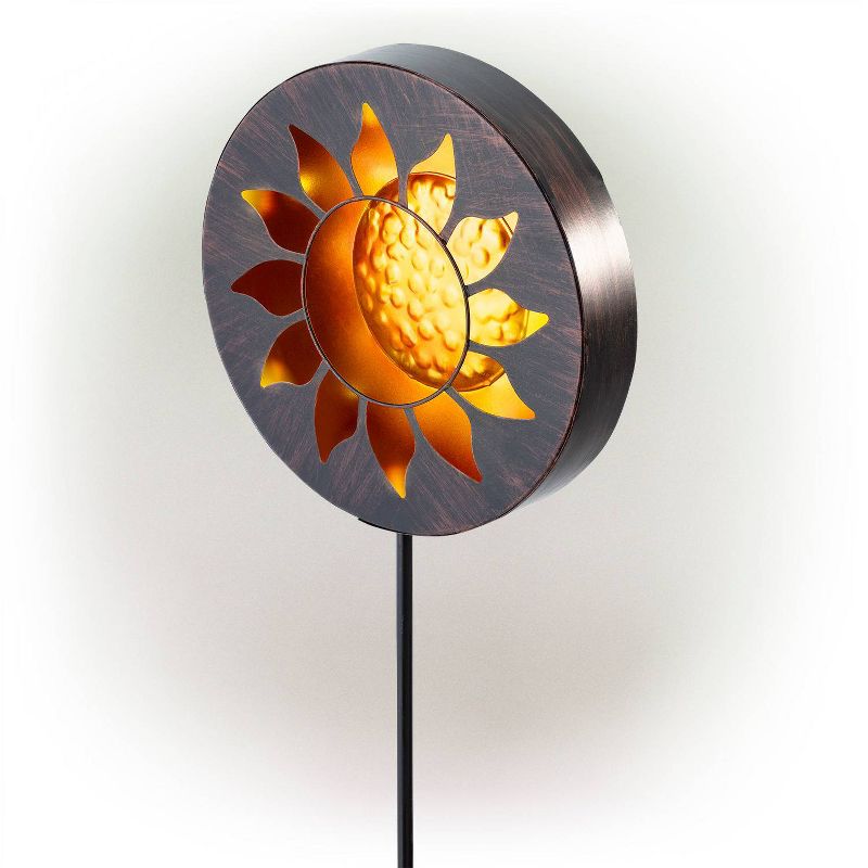 40&#34; Solar Sun Metal Garden Stake with LED Lights Yellow - Alpine Corporation, 6 of 7