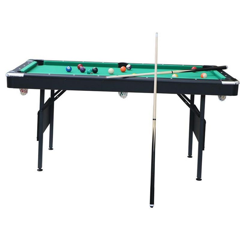 5.5 Ft Folding Portable Pool Table,Indoor Stable Pool Table for Kids, Adults, Green Cloth, 3 of 7