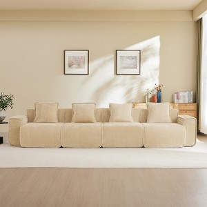 AENKYO Oversized Velvet Modular Sectional Sofa, Boneless Cloud-Like Comfort with No Assembly & French Piping, Modern Plush Seating for Living Room - 1 of 4