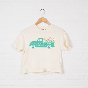 Simply Sage Market Women's Spring Truck Short Sleeve Relaxed Fit Cropped Tee - 1 of 4