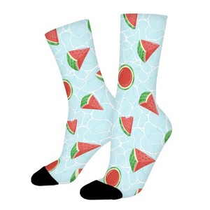 Sliced Watermelon Women Printed Crew Socks Funny Funky Socks Soft Polyester Novelty Gifts for Artists Men - 1 of 1