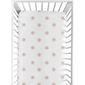 Sweet Jojo Designs Girl Baby Fitted Crib Sheet Boho Sun White and Pink - 1 of 4