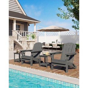 Folding Adirondack Chair, HDPE Outdoor All-Weather Fire Pit Chairs, Outdoor Wooden Lounge Chair, Modern Lounger Adirondack Chairs Ergonomic - 1 of 4
