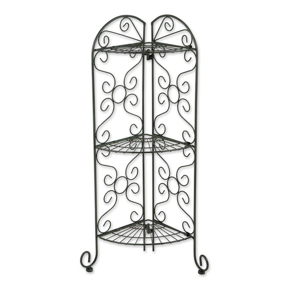 Photos - Plant Stand 10.7" Indoor/Outdoor Iron Corner  Black - Zings & Thingz