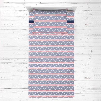 Bacati - Emma Large Triangles Coral Navy Muslin 3 pc Toddler Bed Sheet Set