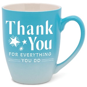 Elanze Designs Thank You Everything You Do Two Toned Ombre Matte Teal and White 12 ounce Ceramic Stoneware Coffee Cup Mug - 1 of 4