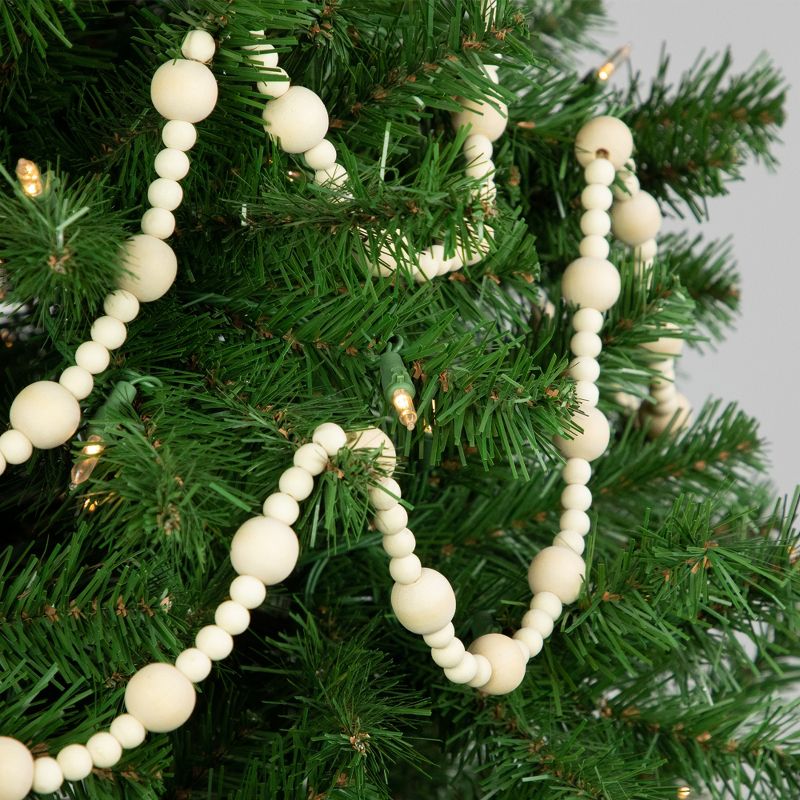 Northlight 6' Cream Wooden Beads Christmas Garland, Unlit, 2 of 7