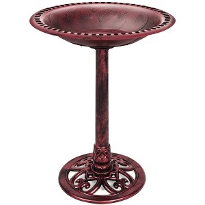 Best Choice Products Outdoor Rustic Pedestal Bird Bath Accent for Garden, Yard w/ Fleur-de-Lis Accents - 1 of 4