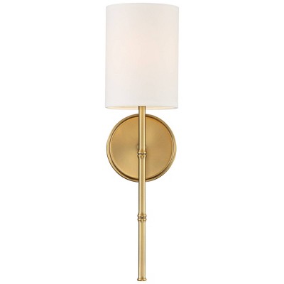 Abigale Brass and White Fabric Wall Sconce