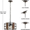 Runesay  4-Light Farmhouse Chandelier Light Fixtures Adjustable Height, Rustic Drum Pendant Light, Walnut Wood and Black Metal Finish, E26 Base - 3 of 4