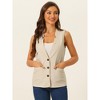 Allegra K Women's Cotton Linen Casual V Neck Button Down Sleeveless Vest - 4 of 4