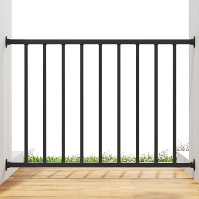 Flat Railing Kit for Deck Metal Guard Rail Kit with Balusters, Black Deck Railing and Porch Railing Kit for Residential and Commercial Use