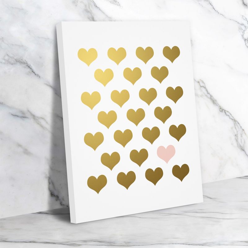 Americanflat Minimalist Hearts Gold Blush By Wall + Wonder Unframed Canvas Wall Art, 3 of 5