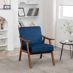 CAVINAS Microfiber Accent Chair with Mid-Height Backrest,Mid-Century Upholstered Living Room Chairs,Reading Chairs for Living Room - 1 of 4