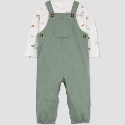 Carter's Baby Boys 2-Pc. Bear Overalls & Striped T-Shirt Set