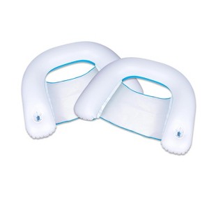 Zone Tech Inflatable Chairs - 2 Pool Floating Chairs  for Adults Perfect for Family, Party, Beach Set Blue/White - 1 of 4