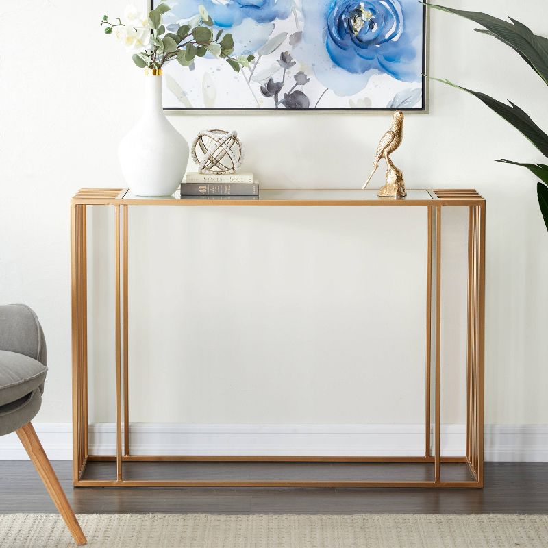 Contemporary Metal Mirrored Console Table Gold - Olivia &#38; May, 1 of 8