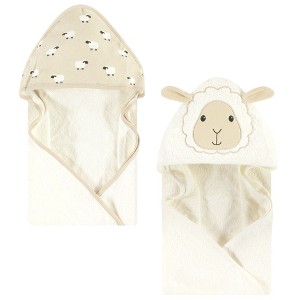 Hudson Baby Cotton Animal Face Hooded Towel, Sheep, One Size - 1 of 4