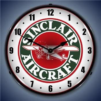 Collectable Sign & Clock | Sinclair Aircraft LED Wall Clock Retro/Vintage, Lighted - Great For Garage, Bar, Mancave, Gym, Office etc 14 Inches
