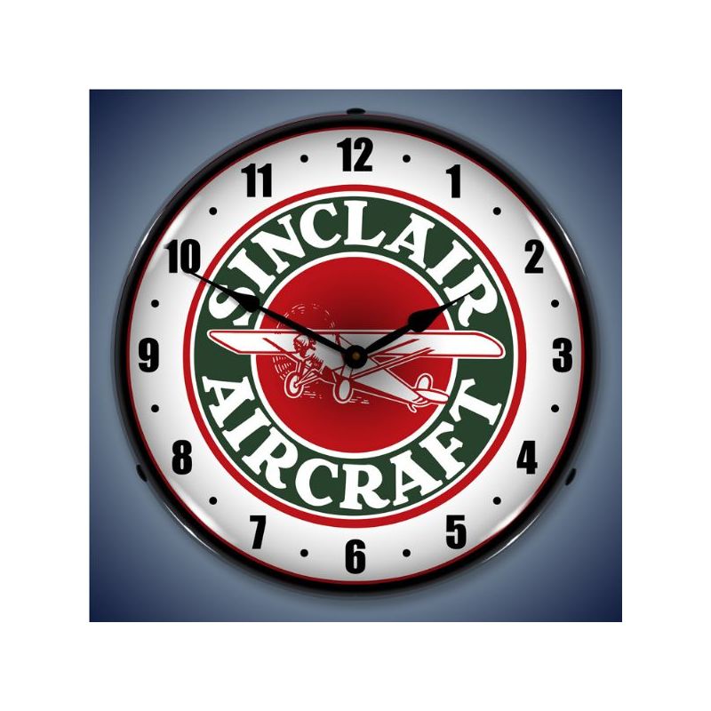 Collectable Sign & Clock | Sinclair Aircraft LED Wall Clock Retro/Vintage, Lighted - Great For Garage, Bar, Mancave, Gym, Office etc 14 Inches, 1 of 5
