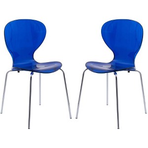 LeisureMod Oyster Modern Transparent Acrylic Dining Side Chair, Set of 2 - 1 of 4
