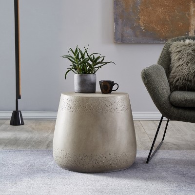 VYNXARIA Eclectic Boho Side Table - Smooth Concrete with Brushed Paint Finish for Unique Decor